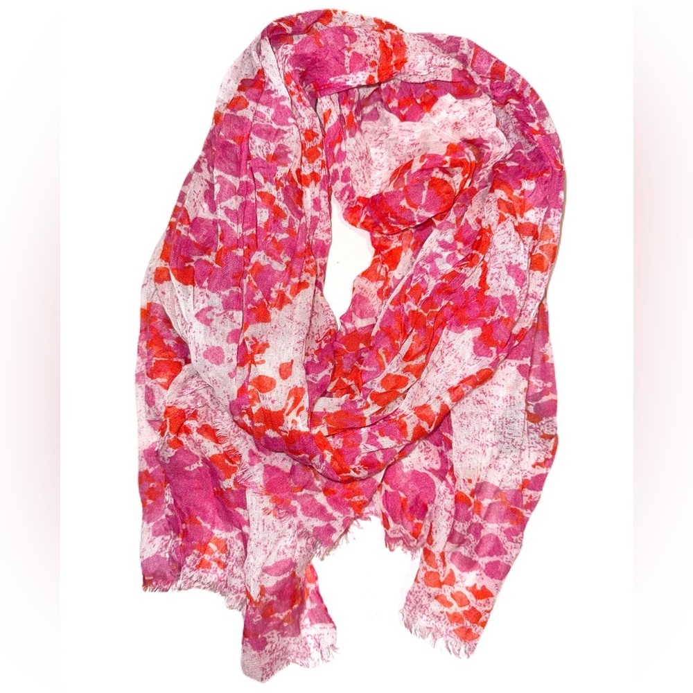 Red & pink floral print scarf